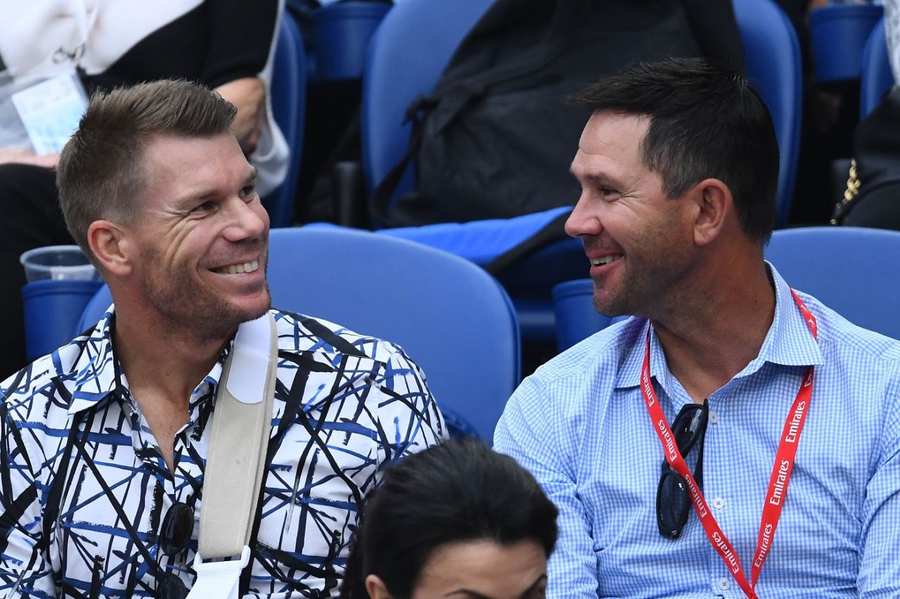 David Warner and Ricky Ponting at the Australian Open, Melbourne, January 25, 2019