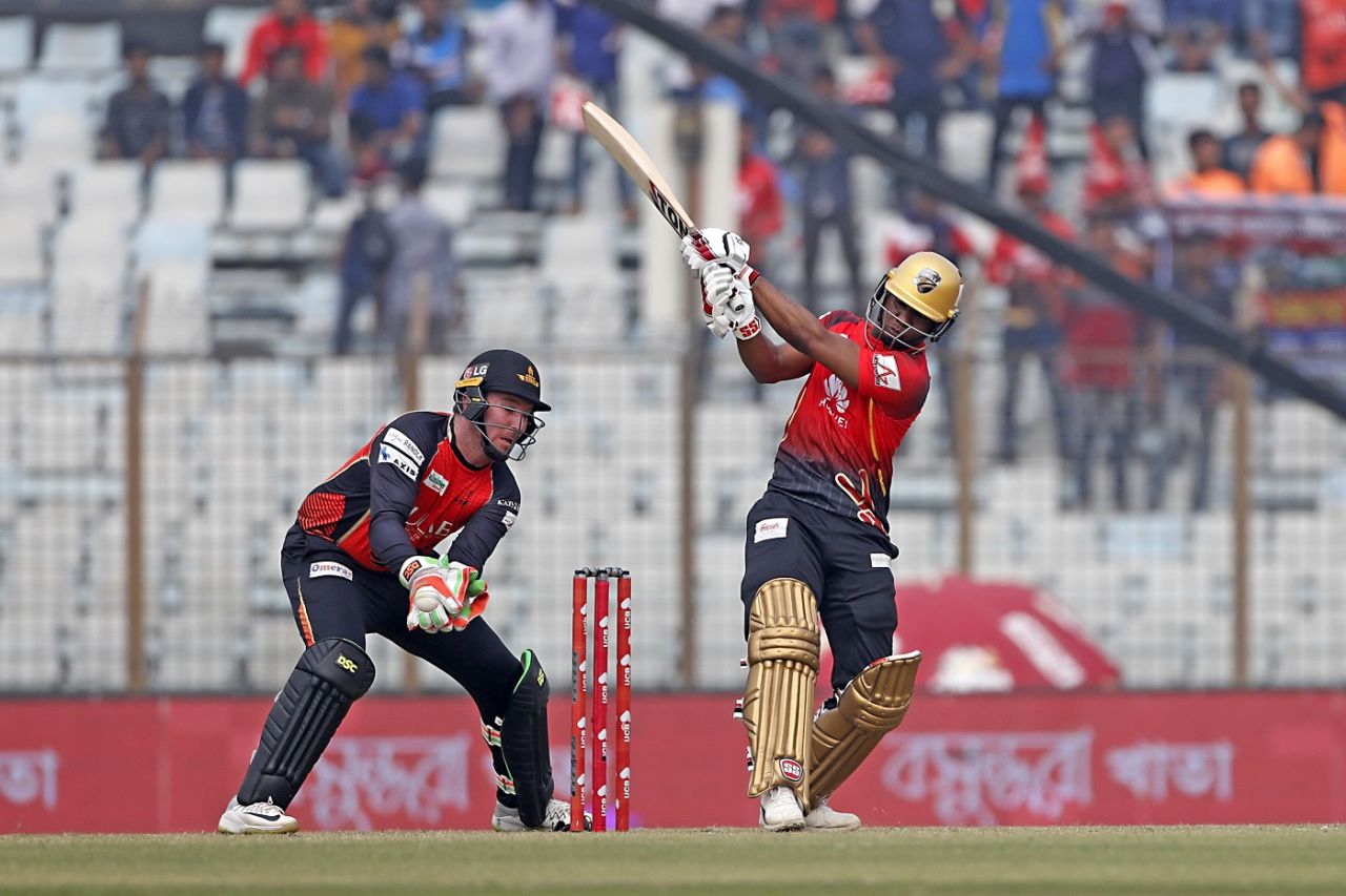 Evin Lewis hit five fours and ten sixes in his innings, Comilla Victorians v Khulna Titans, Bangladesh Premier League 2018-19, Chattogram, January 28, 2019