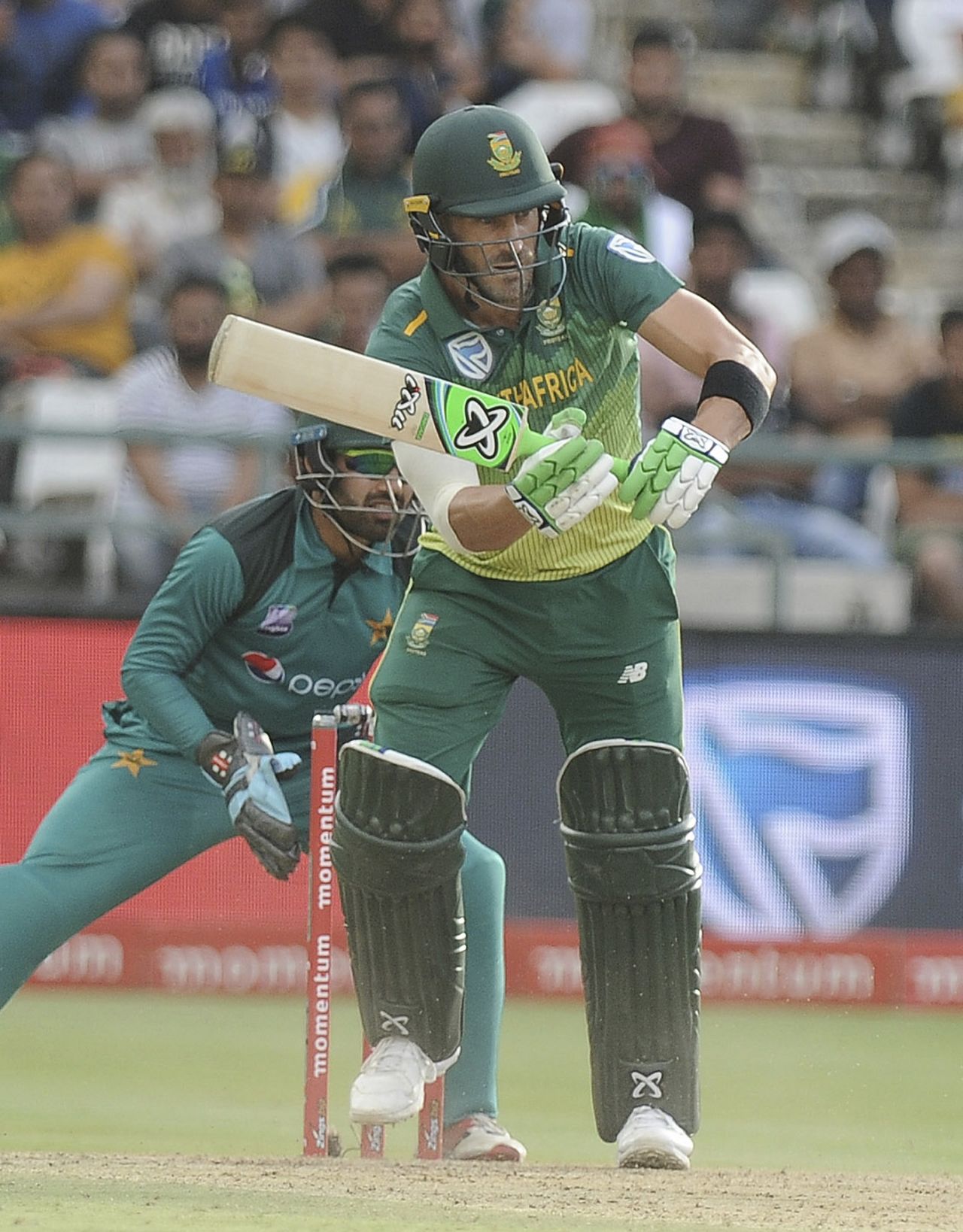 Faf du Plessis works one to the leg side, South Africa v Pakistan, 5th ODI, Cape Town, January 30, 2019