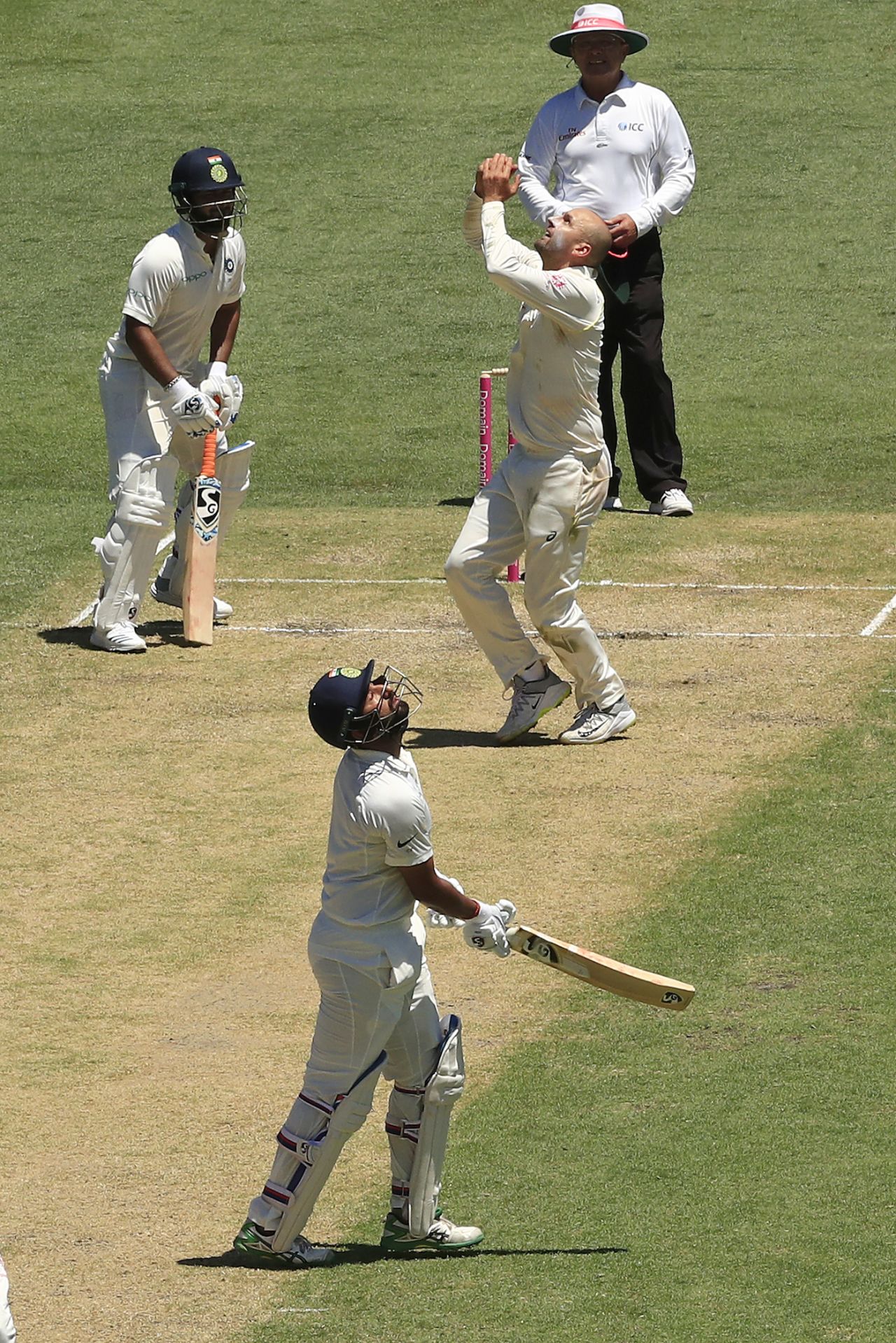 Nathan Lyon of Australia catches out Cheteshwar Pujara day two, Fourth Test, Australia v India, Sydney Cricket Ground, Sydney, Australia, January 04, 2019  