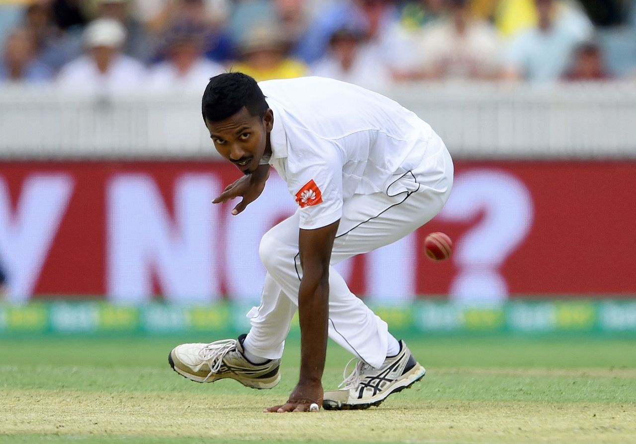 Vishwa Fernando in action, Australia v Sri Lanka, 2nd Test, Canberra, February 1, 2019