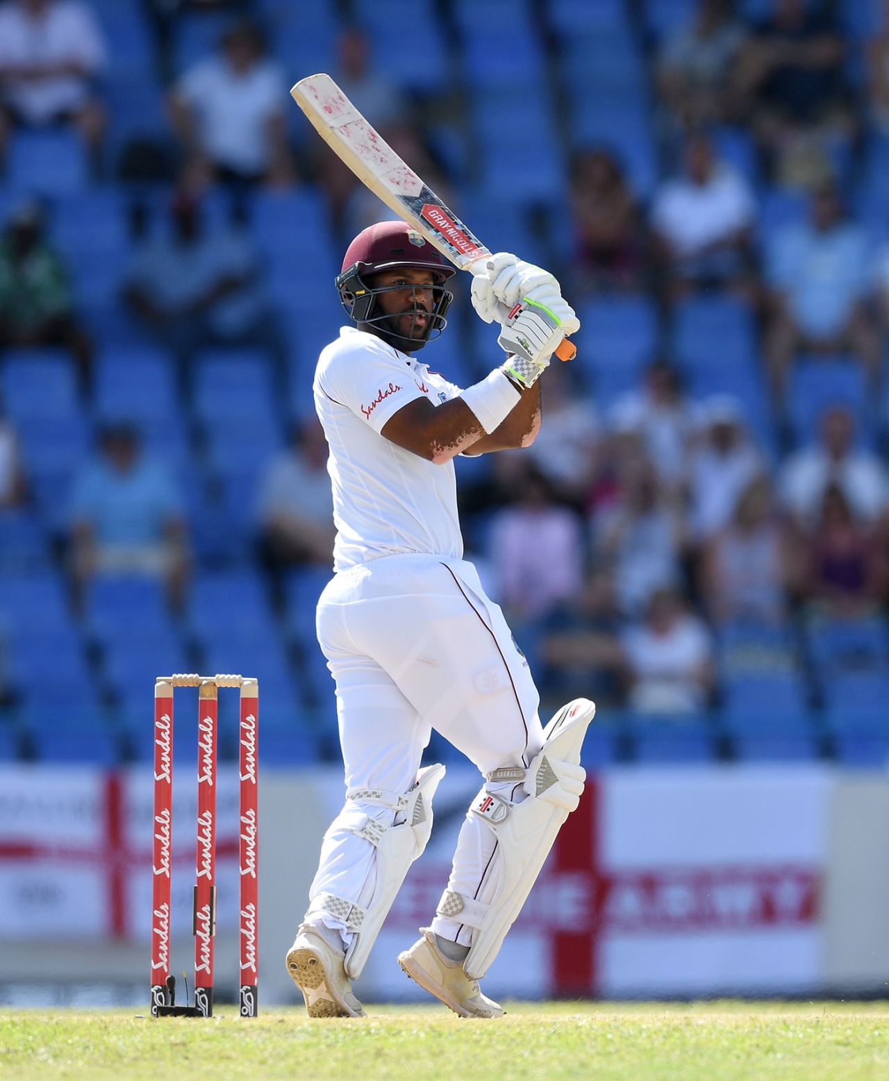 John Campbell pulls through the leg side, West Indies v England, 2nd Test, second day, Antigua, February 1, 2019