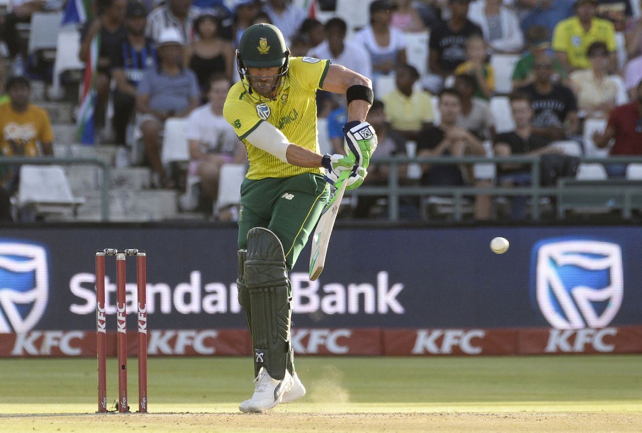 Faf du Plessis tucks the ball into the leg side, South Africa v Pakistan, 1st T20I, Cape Town, February 1, 2019
