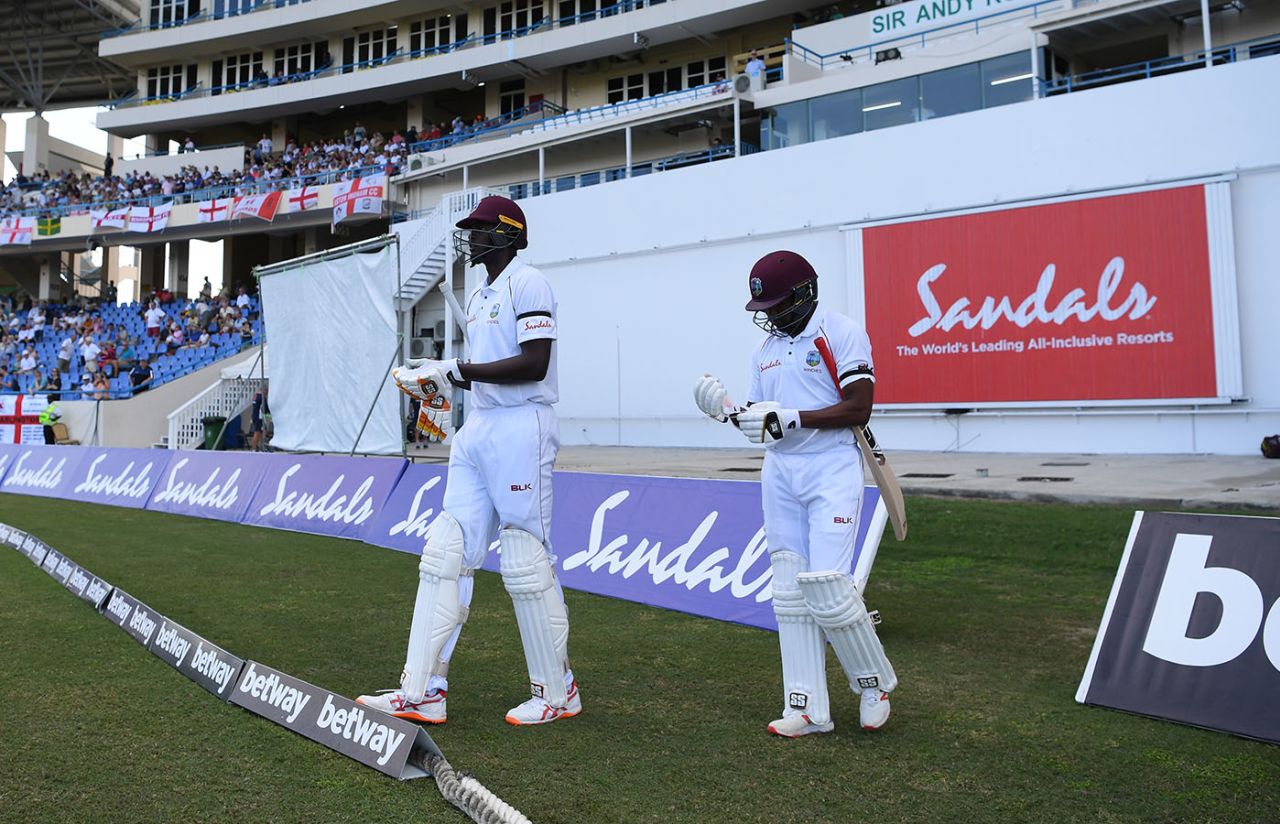 Both teams wore black armbands to mark the passing of Alzarri Joseph's mother, West Indies v England, 2nd Test, 3rd day, Antigua, February 2, 2019