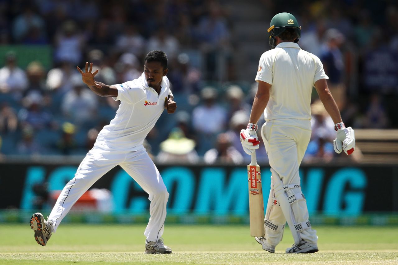 Vishwa Fernando removed Joe Burns, Australia v Sri Lanka, 2nd Test, Canberra, February 3, 2019