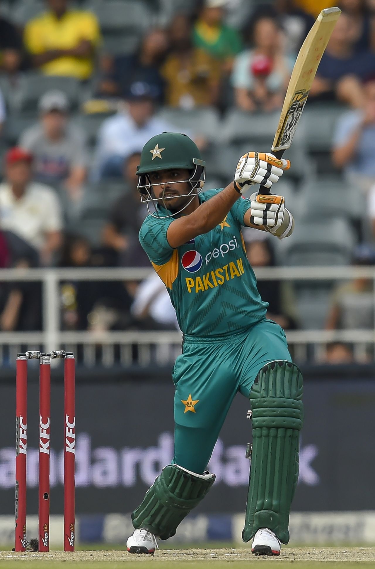Babar Azam flays one through the off side, South Africa v Pakistan, 2nd T20I, Johannesburg, February 3, 2019