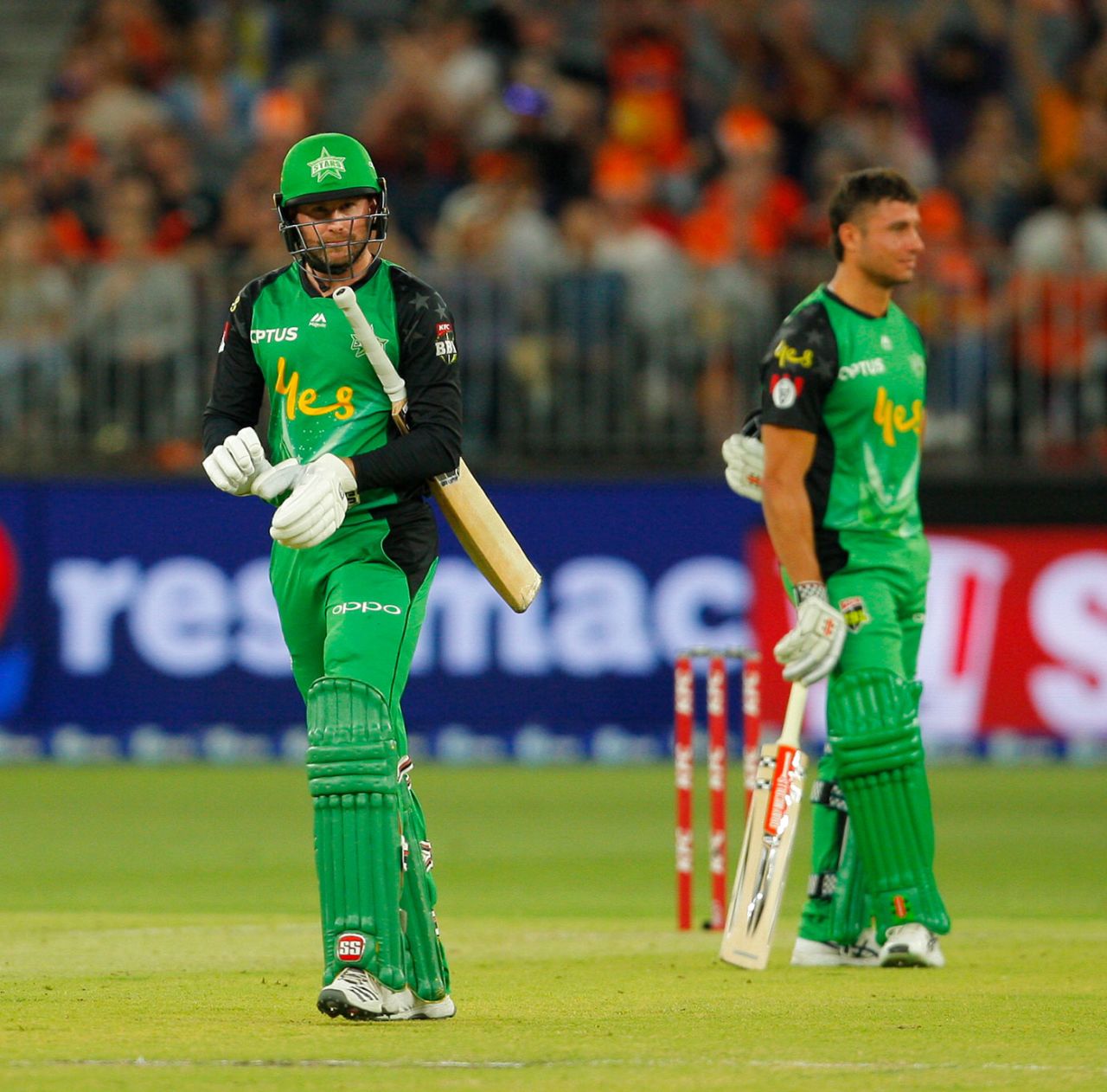 Ben Dunk leaves the field after being given out, Perth Scorchers v Melbourne Stars, Big Bash League, Perth Stadium, February 3, 2019