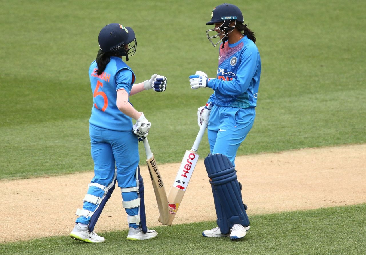 Smriti Mandhana and Jemimah Rodrigues shared a 98-run partnership for the second wicket, New Zealand women v India women, 1st T20I, Wellington, February 6, 2019