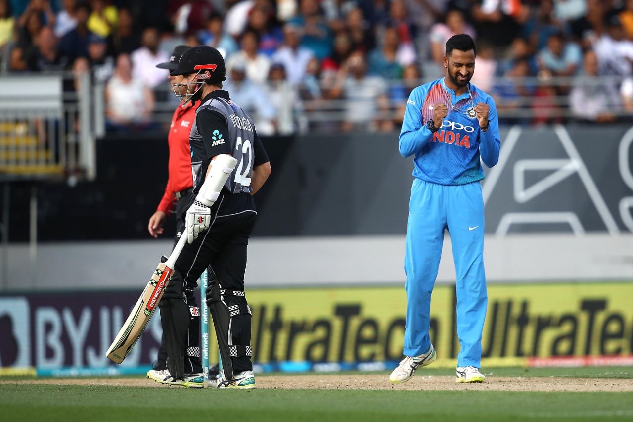 Krunal Pandya dented New Zealand's top order, New Zealand v India, 2nd T20I, Auckland, February 8, 2019