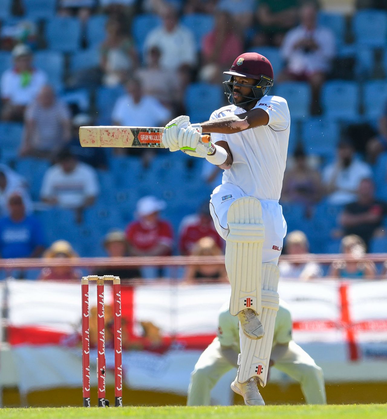 John Campbell pulls through the leg side, West Indies v England, 3rd Test, St Lucia, 2nd day, February 10, 2019