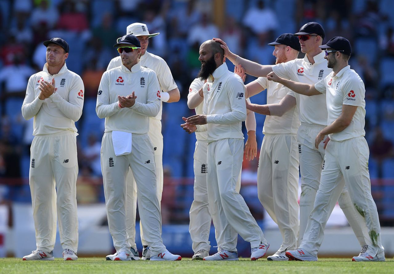 Moeen Ali claimed two wickets in two balls, West Indies v England, 3rd Test, St Lucia, 2nd day, February 10, 2019