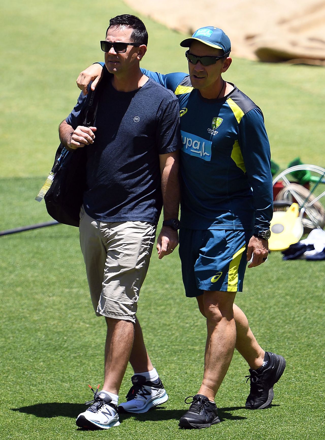 Ricky Ponting with Justin Langer in Perth