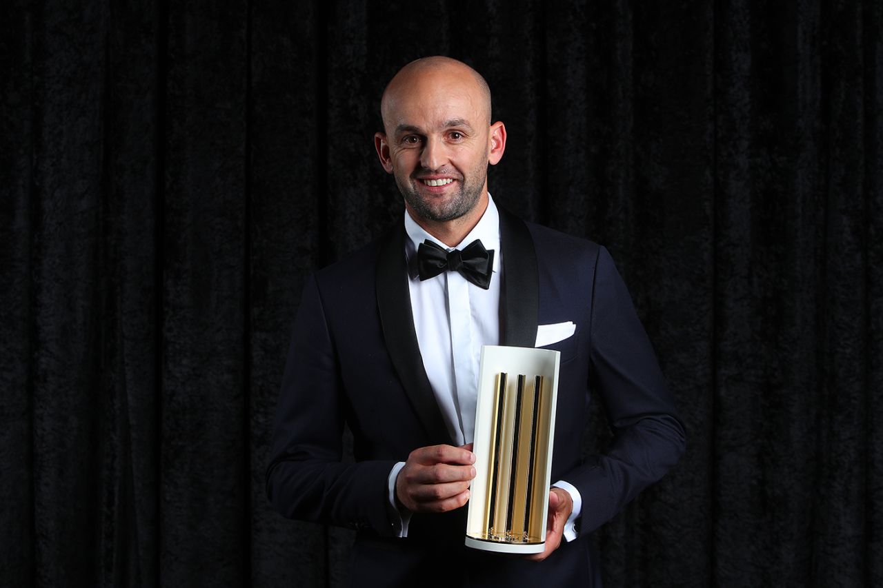 Nathan Lyon with Cricket Australia's Men's Test Player of the Year Award, Melbourne, February 11, 2019