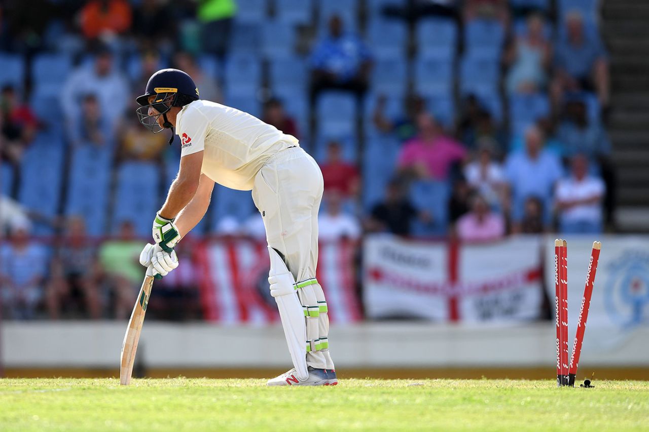Jos Buttler was bowled by a beauty from Kemar Roach, West Indies v England, 3rd Test, St Lucia, 3rd day, February 11, 2019