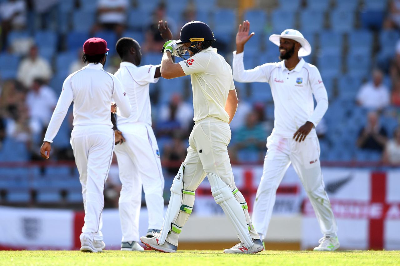 Jos Buttler walks off as West Indies celebrate, West Indies v England, 3rd Test, St Lucia, 3rd day, February 11, 2019