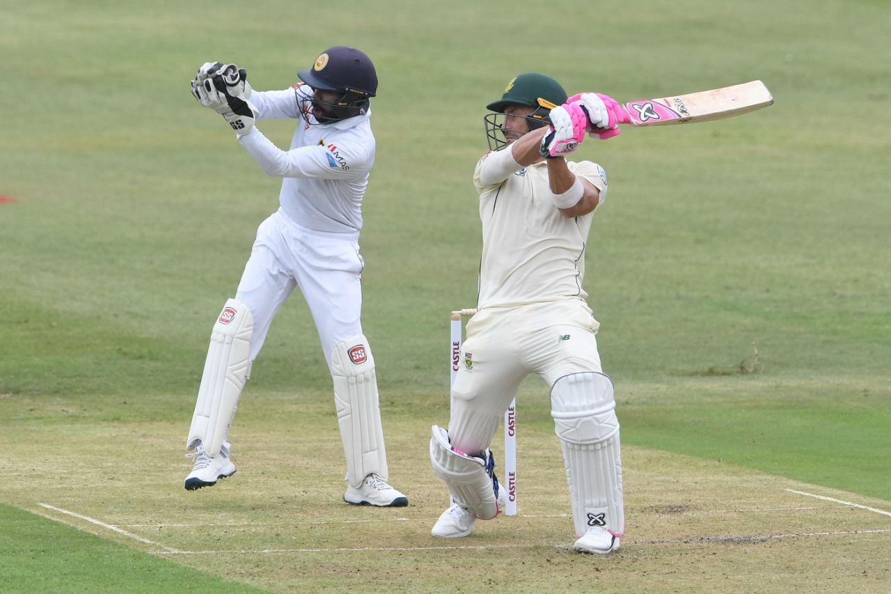 Faf du Plessis plays a cut, South Africa v Sri Lanka, 1st Test, Durban, 1st day, February 13, 2019