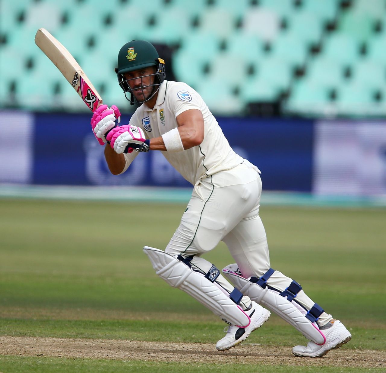 Faf du Plessis plays on the leg side, South Africa v Sri Lanka, 1st Test, Durban, 3rd day, February 15, 2019