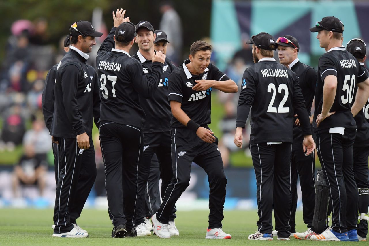 Trent Boult is animated after after picking up a wicket, New Zealand v Bangladesh, 2nd ODI, Christchurch, February 16, 2019
