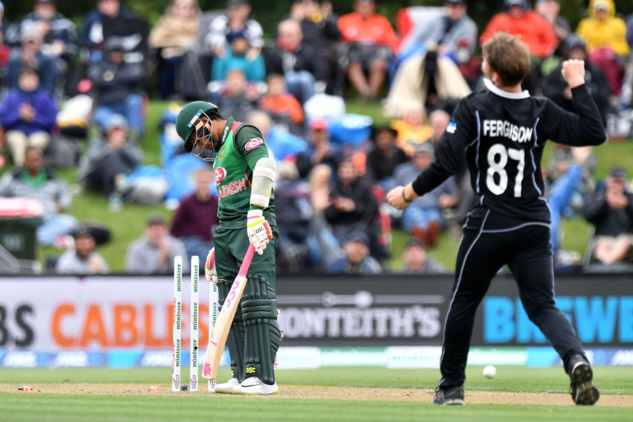 Lockie Ferguson is thrilled after Mushfiqur Rahim chopped on again, New Zealand v Bangladesh, 2nd ODI, Christchurch, February 16, 2019