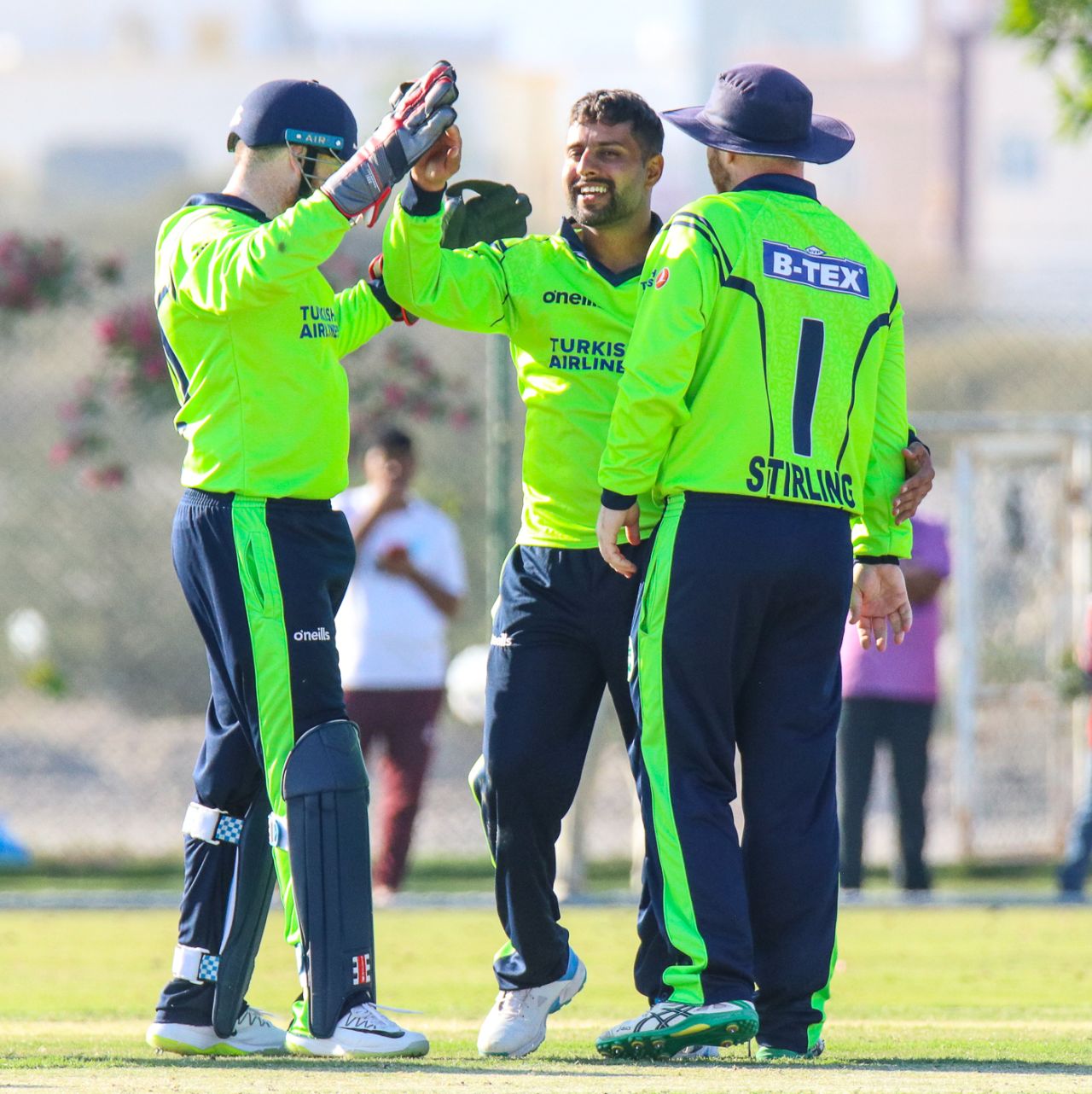 Simi Singh celebrates after making another breakthrough with the ball, Oman v Ireland, Oman Quadrangular T20I Series, Al Amerat, February 13, 2019