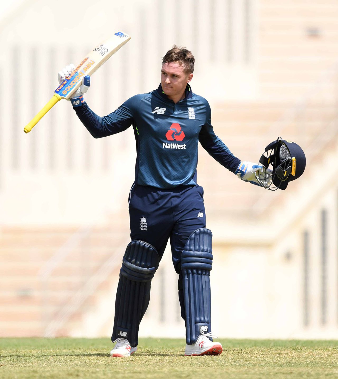 Jason Roy acknowledges his hundred, UWI Vice Chancellor's XI v England, Tour match, Barbados, February 17, 2019