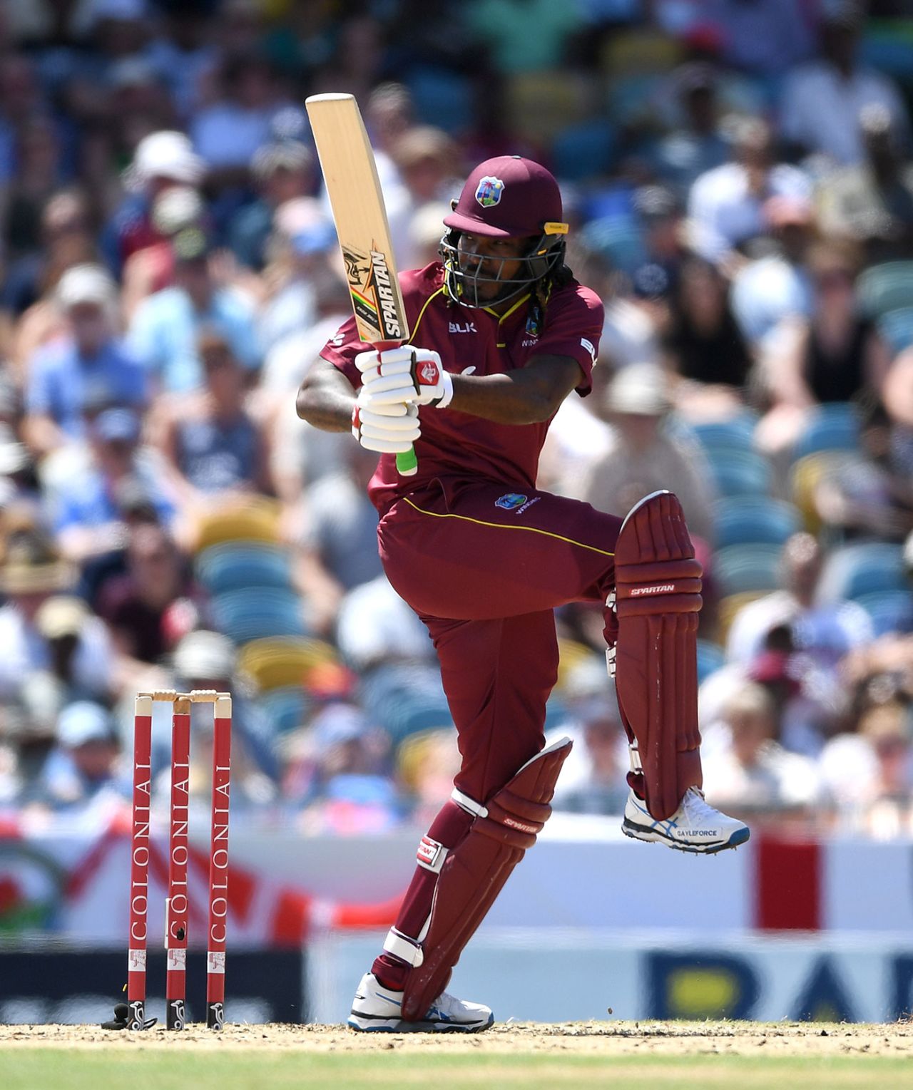 Chris Gayle pulls through the leg side, West Indies v England, 1st ODI, Barbados, February 20, 2019