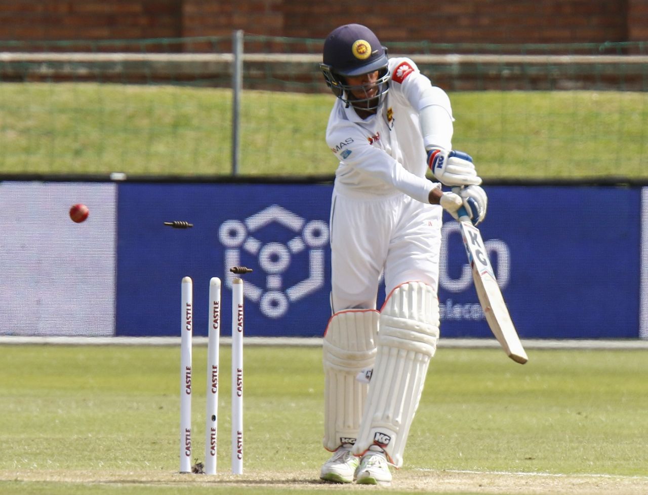 Nightwatchman Kasun Rajitha is bowled by Kagiso Rabada, South Africa v Sri Lanka, 2nd Test, Port Elizabeth, 2nd day, February 22, 2019