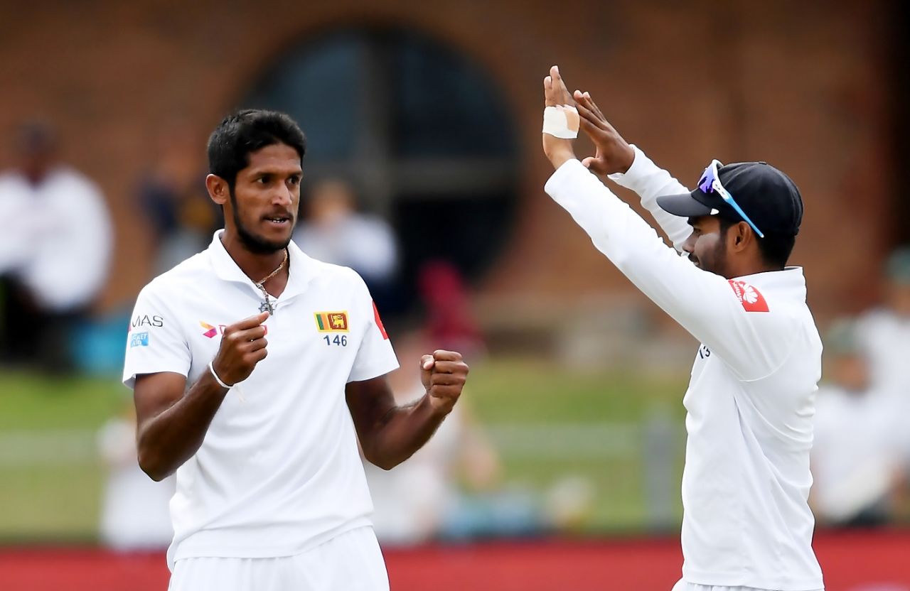 Kasun Rajitha is pumped up, South Africa v Sri Lanka, 2nd Test, Port Elizabeth, 2nd day, February 22, 2019
