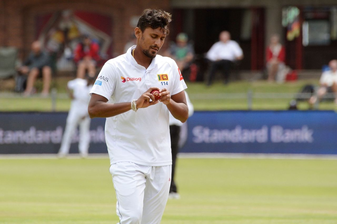 Suranga Lakmal gets ready to bowl, South Africa v Sri Lanka, 2nd Test, Port Elizabeth, 2nd day, February 22, 2019
