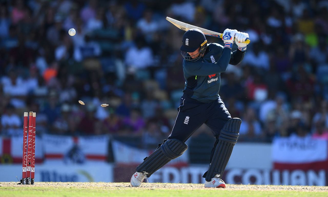 Jason Roy dragged on against Sheldon Cottrell, West Indies v England, 2nd ODI, Barbados, February 22, 2019