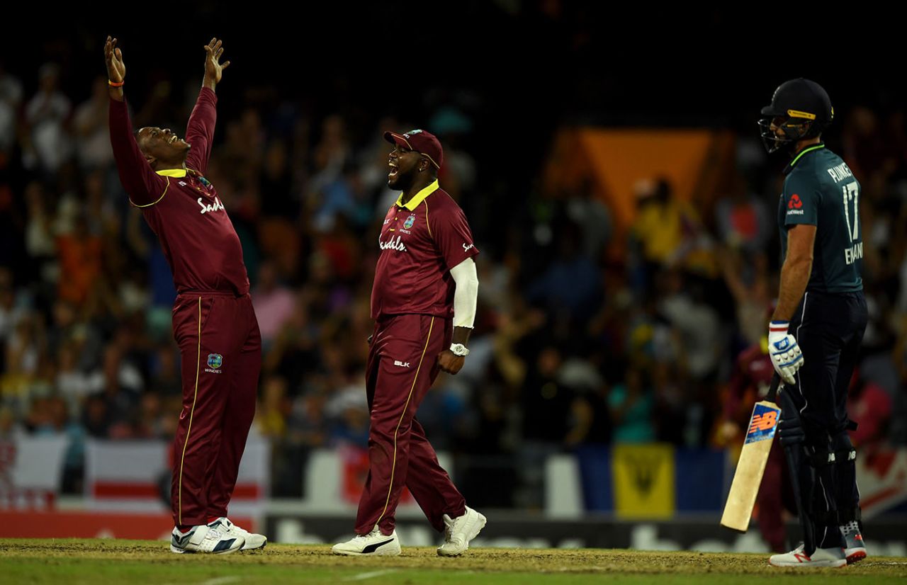 Sheldon Cottrell completed his maiden five-for, West Indies v England, 2nd ODI, Barbados, February 22, 2019