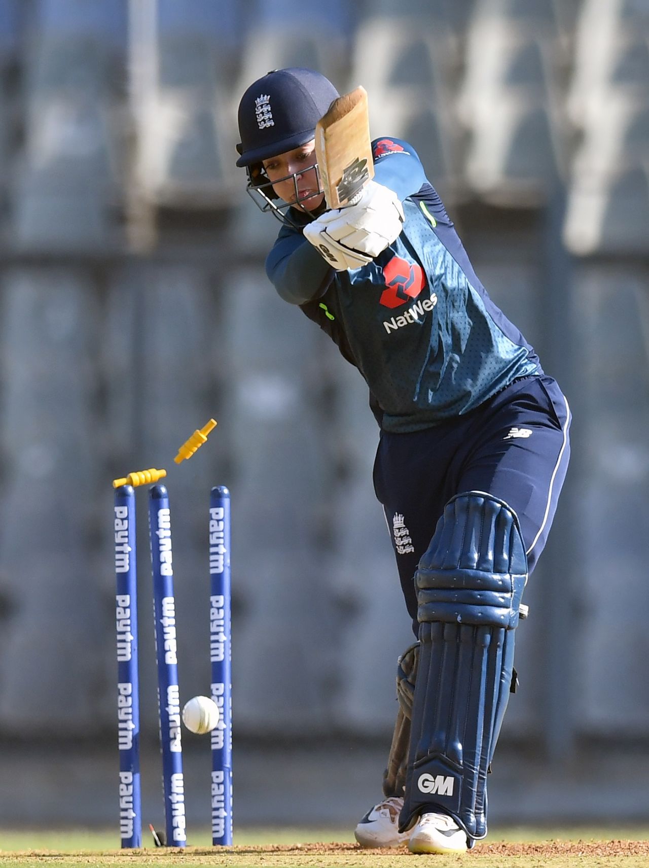 Sarah Taylor plays a drive back onto her stumps, India v England, 2nd ODI, Mumbai, February 25, 2019