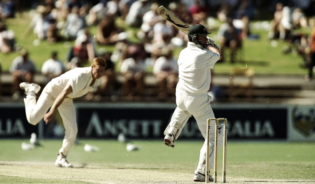 Mark Waugh cuts Shaun Pollock, Australia v South Africa, 3rd Test, Adelaide, 5th day, February 3, 1998
