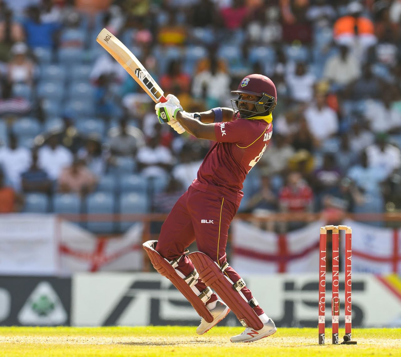 Darren Bravo cuts on his way to a fifty, West Indies v England, 4th ODI, Grenada, February 27, 2019