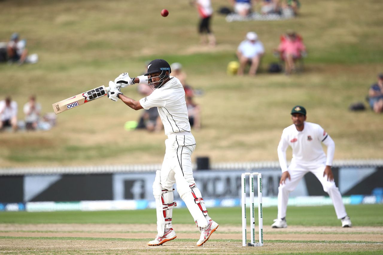 Jeet Raval sends the ball to third man, New Zealand v Bangladesh, 1st Test, Hamilton, March 1, 2019