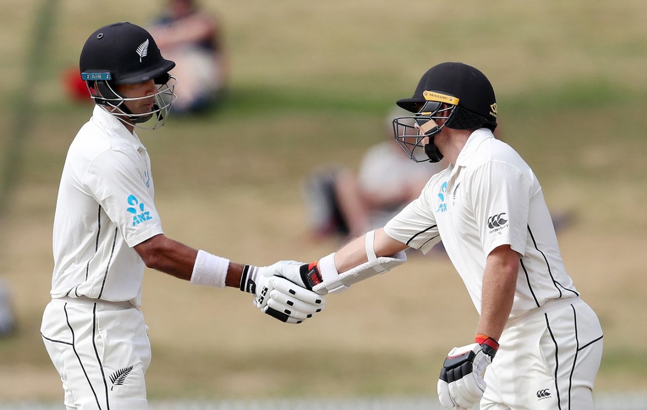 Jeet Raval and Tom Latham share a century stand, New Zealand v Bangladesh, 1st Test, Hamilton, 2nd day, March 1, 2019