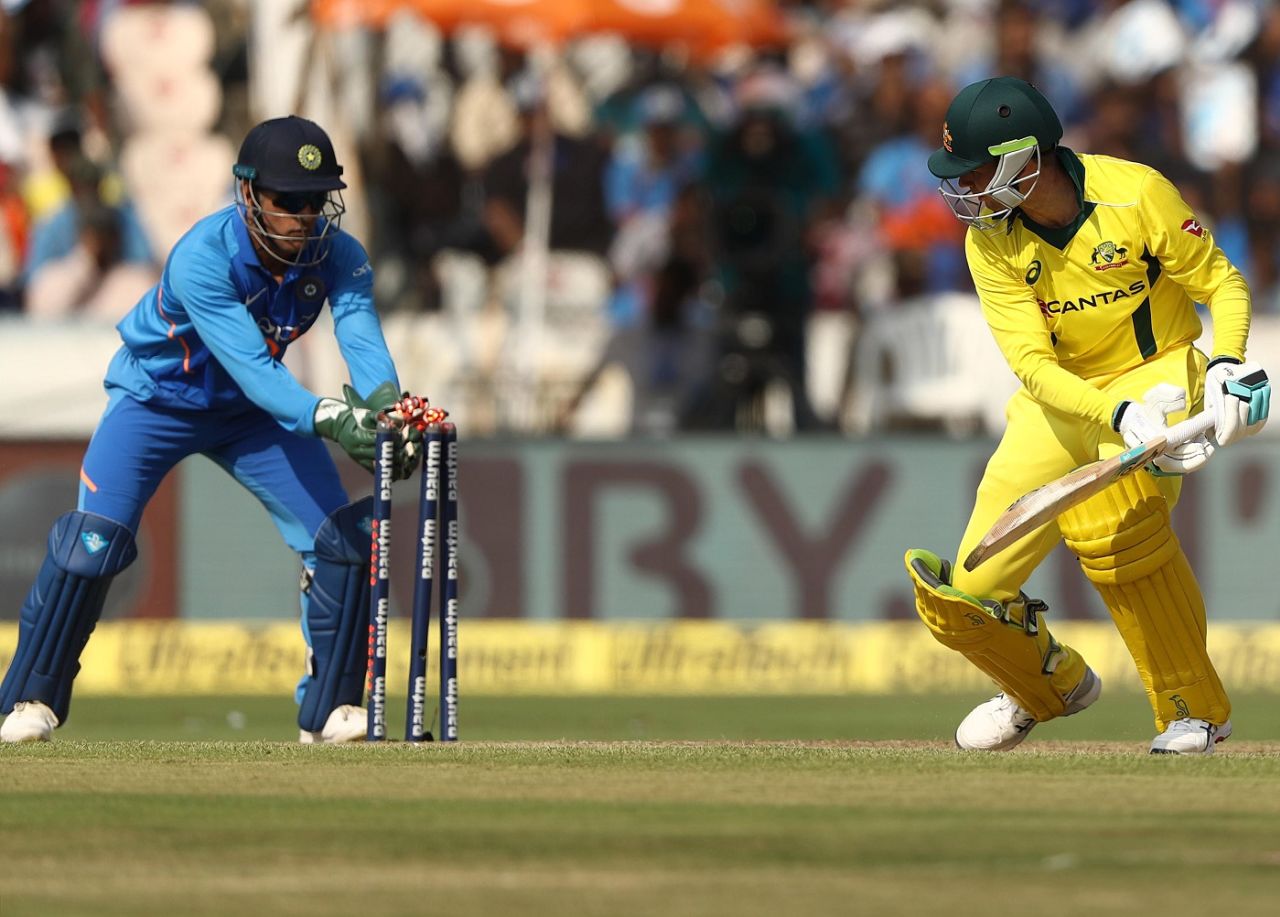 Peter Handscomb was stumped by MS Dhoni after misreading a Kuldeep Yadav delivery, India v Australia, 1st ODI, Hyderabad, March 2, 2019