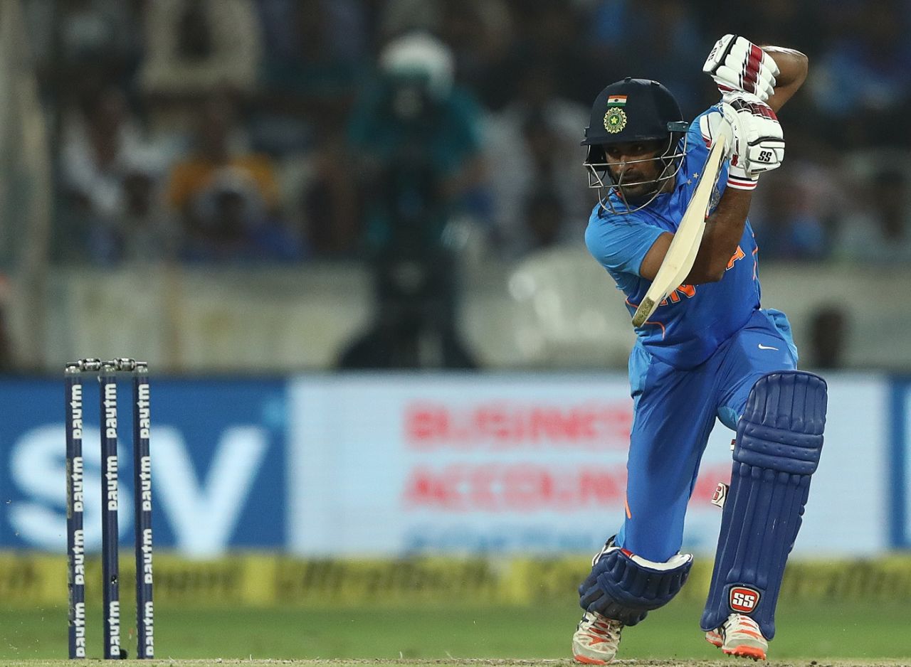 Ambati Rayudu eases one through the off side, India v Australia, 1st ODI, Hyderabad, March 2, 2019
