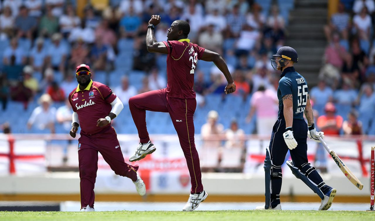 Ben Stokes was dismissed by Carlos Brathwaite, West Indies v England, 5th ODI, St Lucia, March 2, 2019 