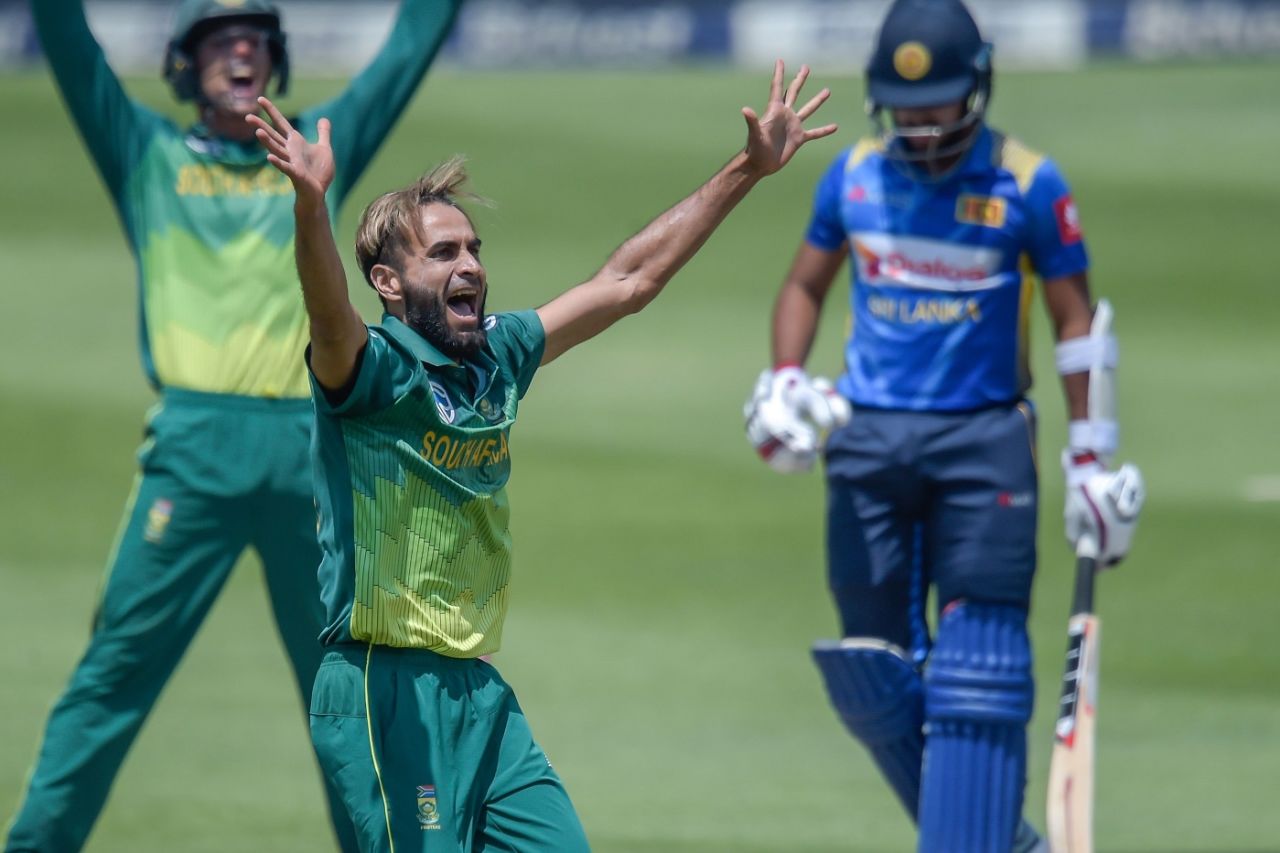 Imran Tahir appeals for an lbw, South Africa v Sri Lanka, 1st ODI, Johannesburg, March 3, 2019