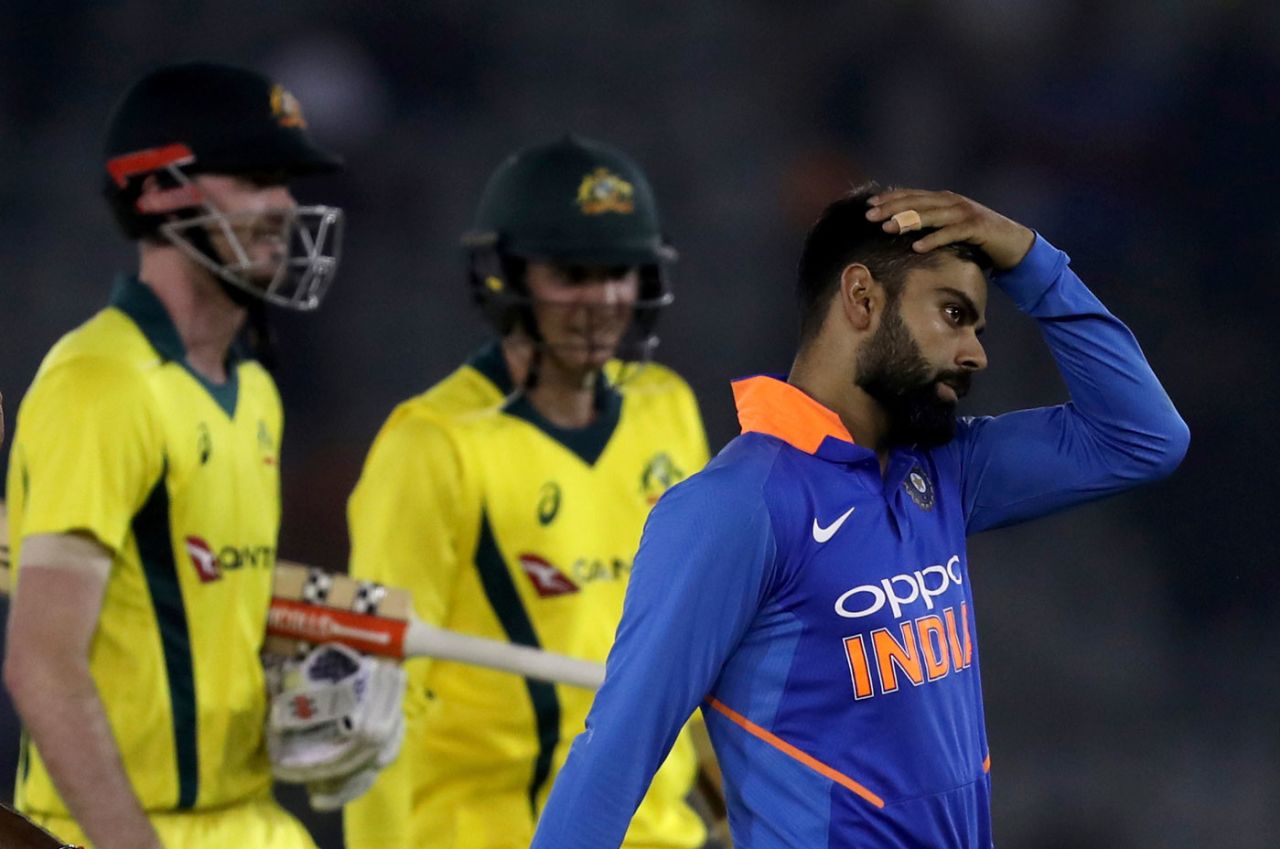 Virat Kohli sports a look of frustration, India v Australia, 4th ODI, Mohali, March 10, 2019