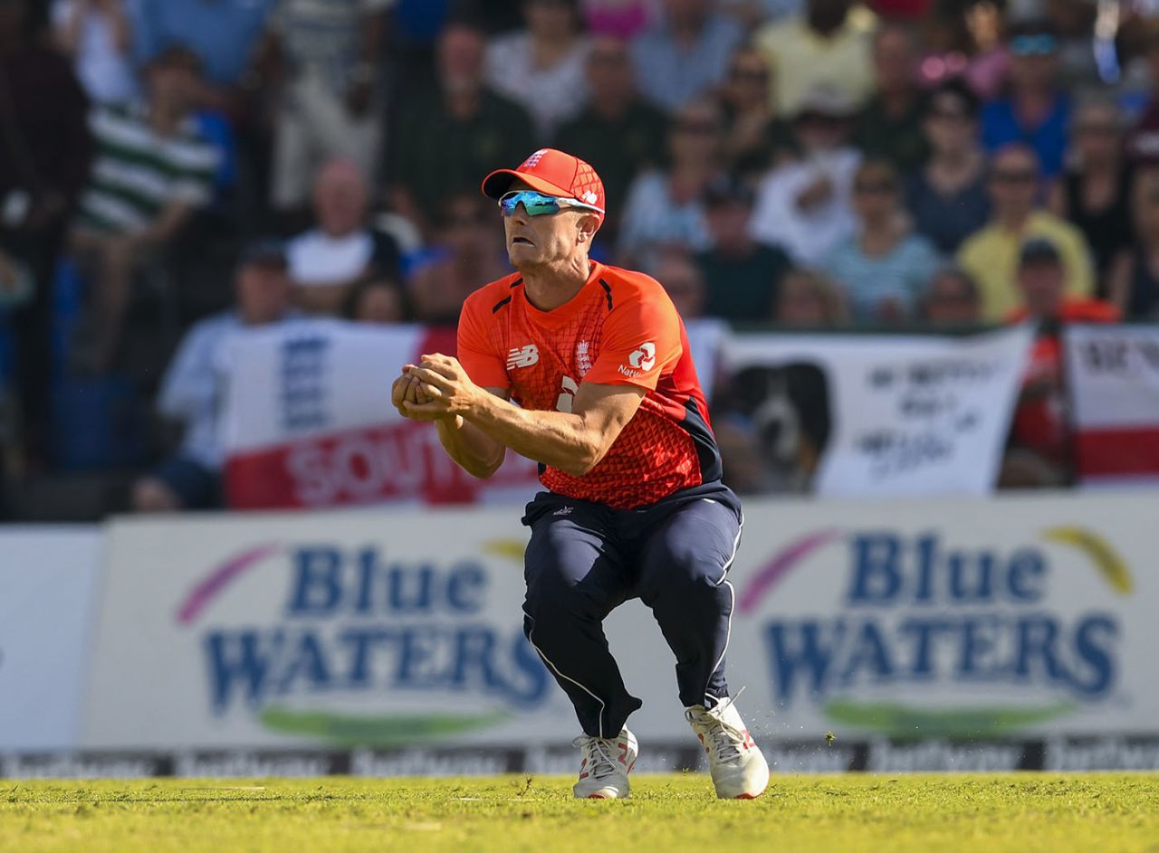 Joe Denly takes the catch to dismiss John Campbell, West Indies v England, 3rd T20I, St Kitts, March 10, 2019