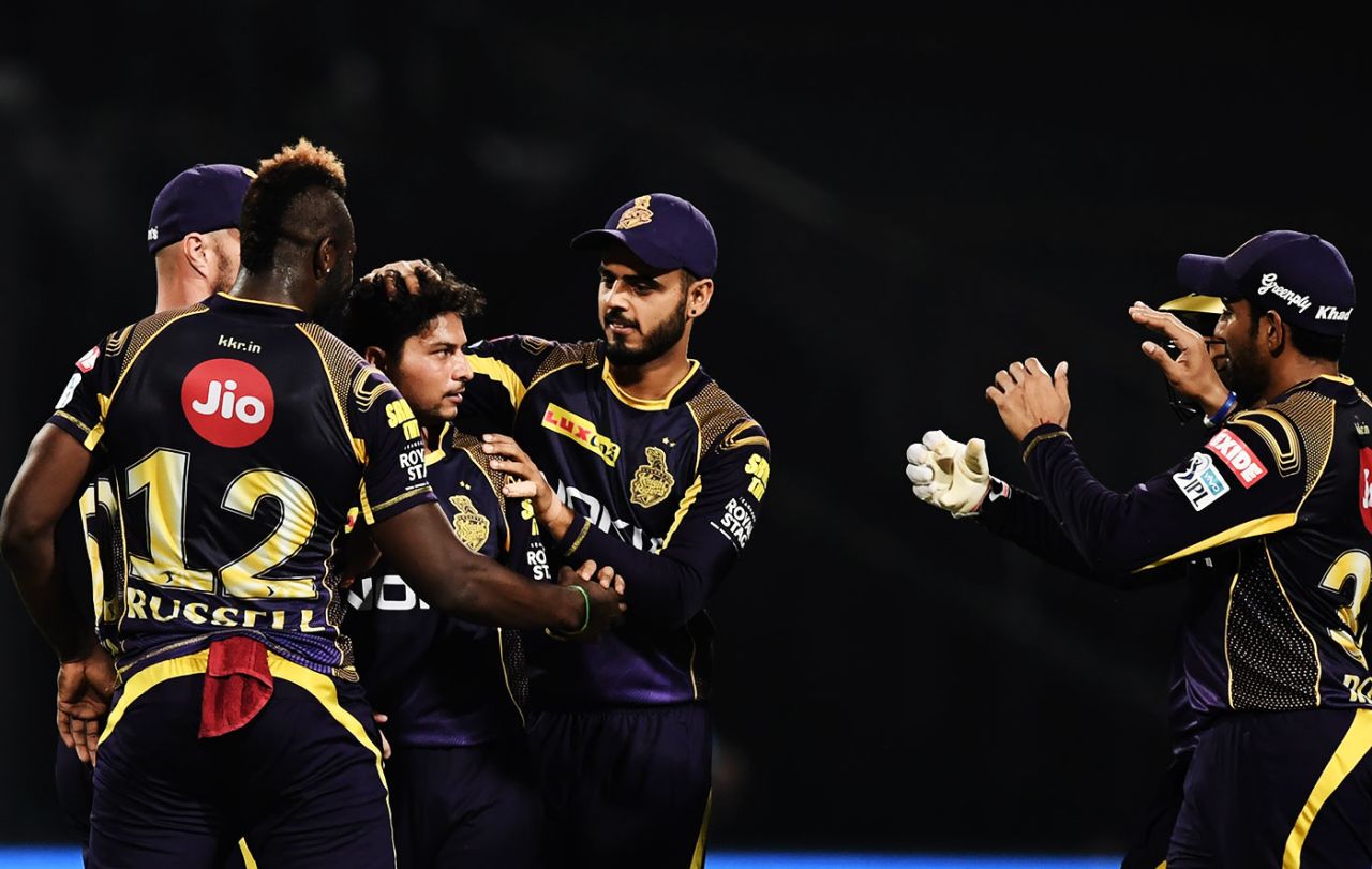 Kuldeep Yadav celebrates a wicket, Kolkata Knight Riders v Sunrisers Hyderabad, IPL 2018, Kolkata, April 14, 2018