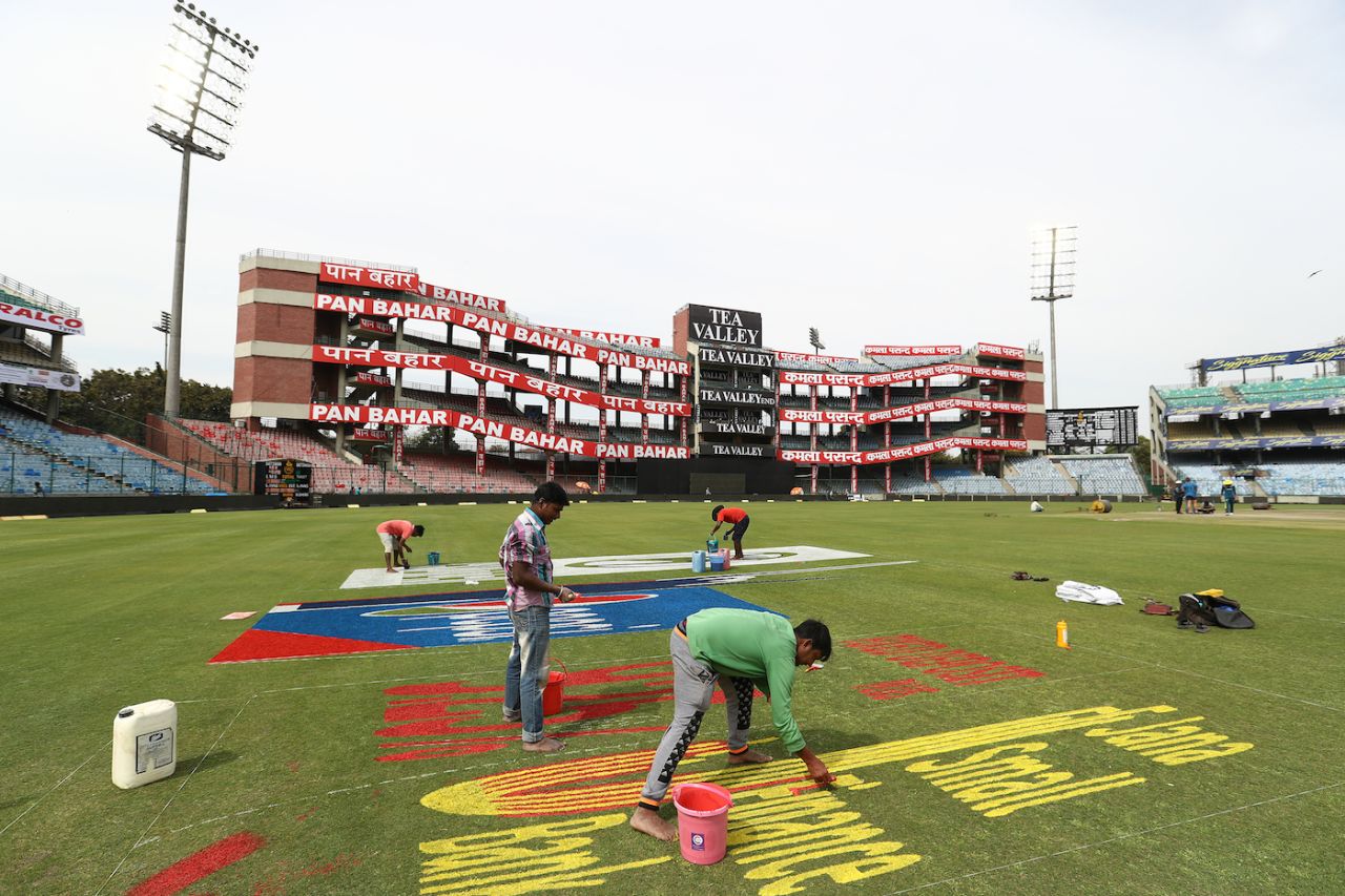 The Feroz Shah Kotla ground gets some finishing touches, Delhi, March 12, 2019