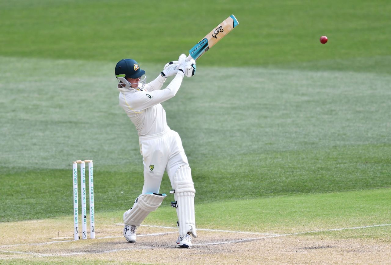 Peter Handscomb of Australia mistimes a pull shot, day four, First Test, Australia v India, Adelaide Oval, Adelaide, Australia, December 9, 2018