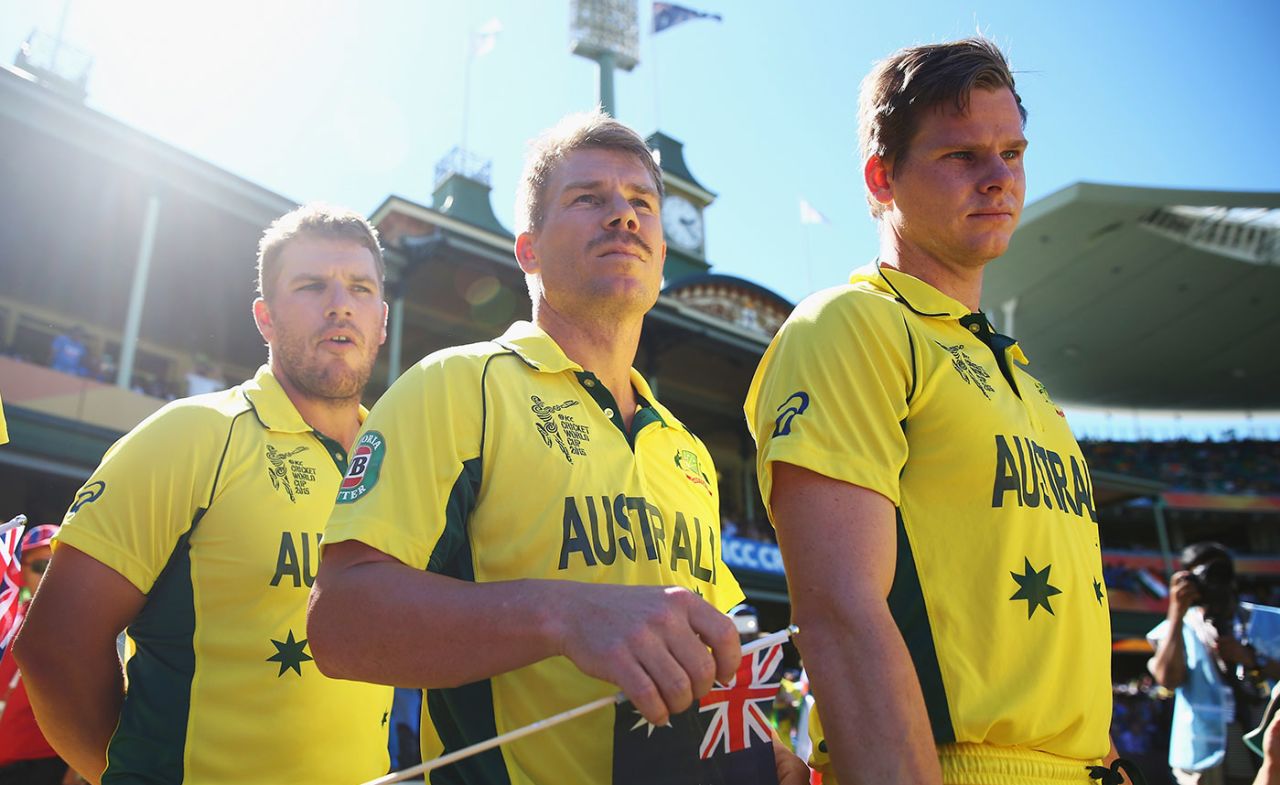 Aaron Finch, David Warner and Steven Smith at the 2015 World Cup. How will it be in 2019?