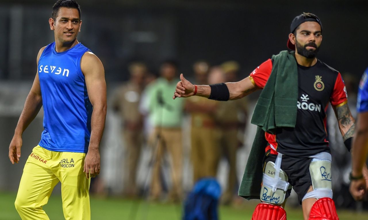 MS Dhoni and Virat Kohli in Chennai before the IPL 2019 opening game
