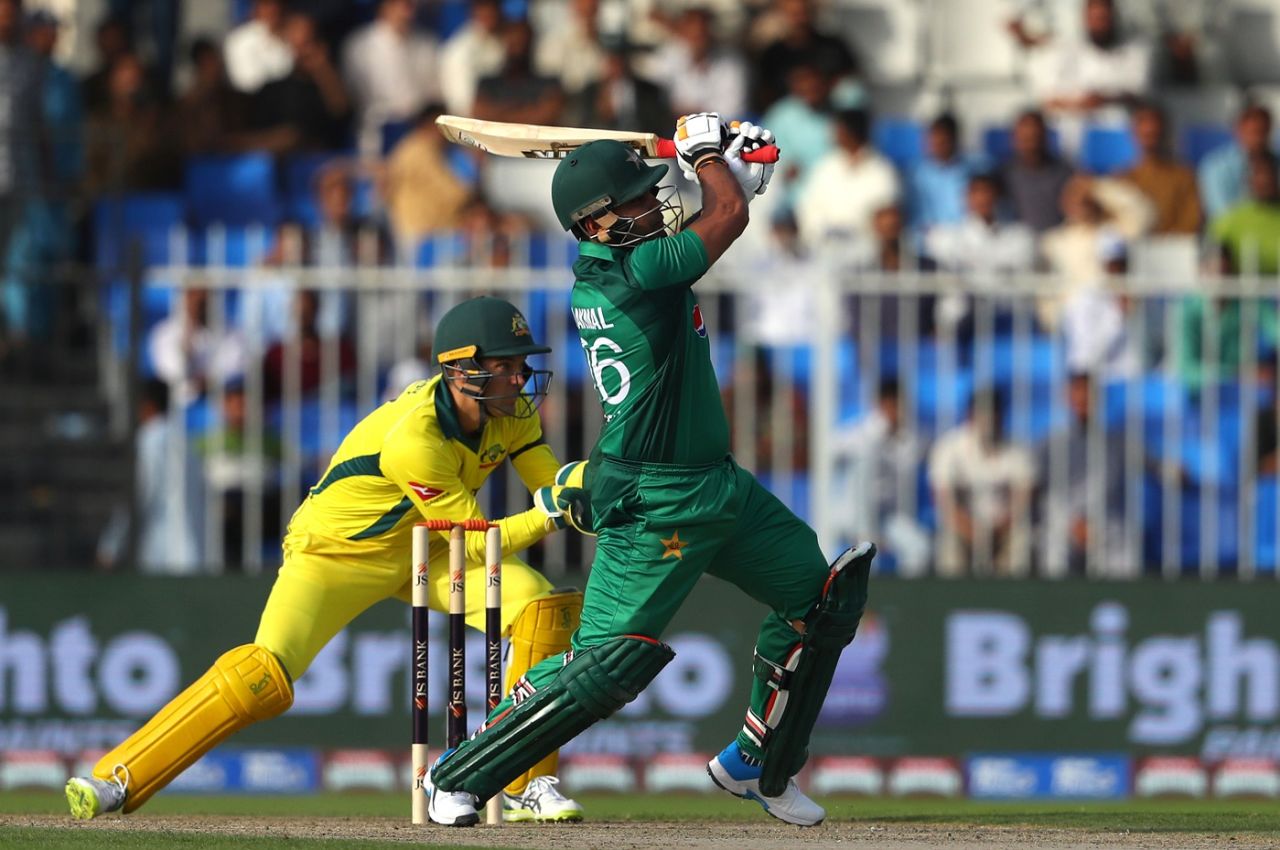 Umar Akmal hits out, Pakistan v Australia, 1st ODI, Sharjah, March 22, 2019