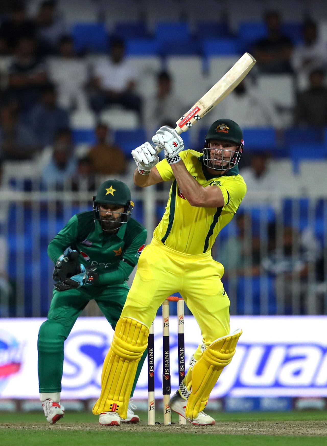 Shaun Marsh forces one through the on side, Pakistan v Australia, 1st ODI, Sharjah, March 22, 2019