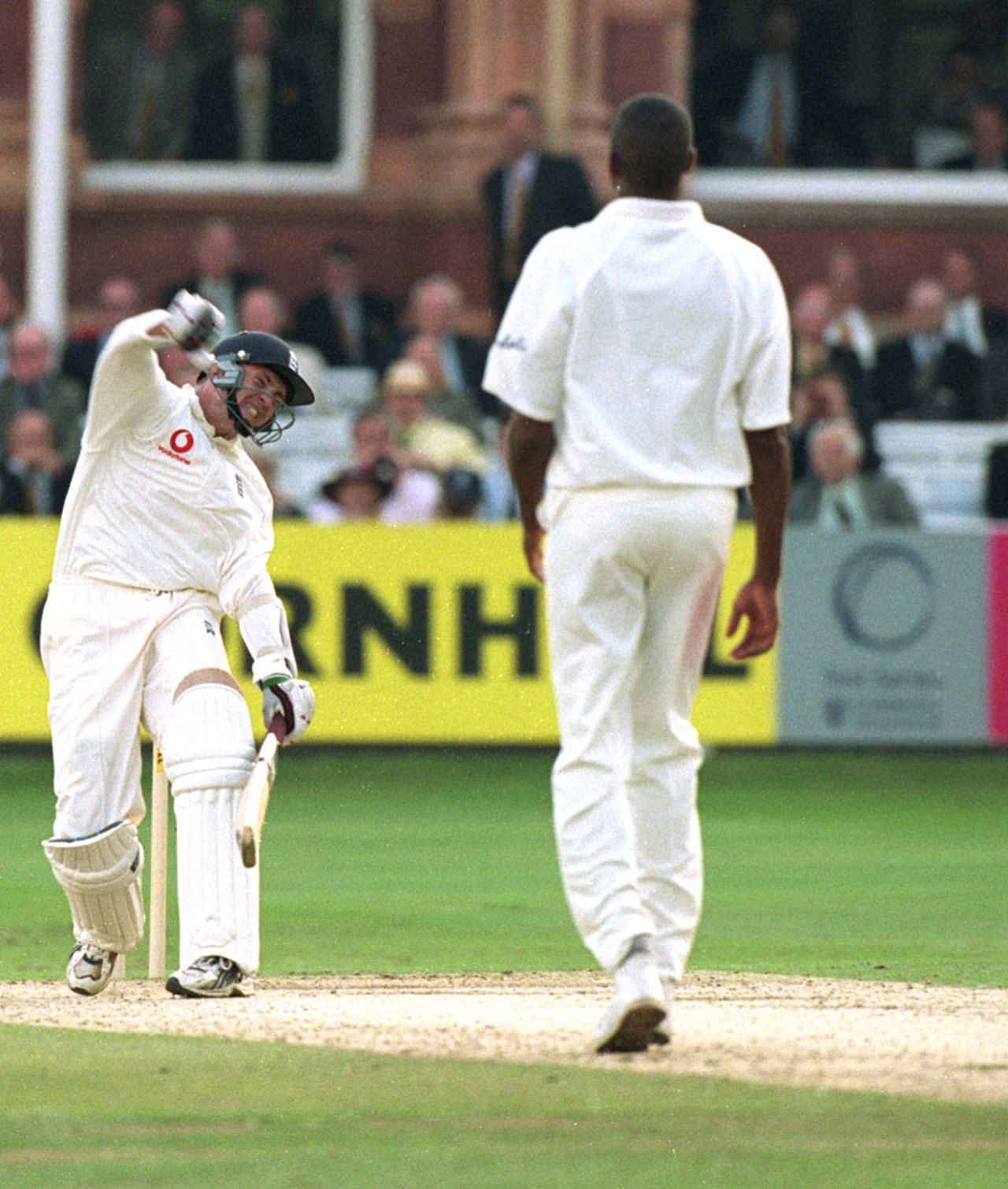 Dominic Cork celebrates after hitting the winning runs against West Indies, England v West Indies, 2nd Test, Lord's, 3rd day, July 1, 2000